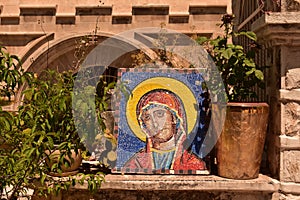 Jesus painting outside of the Church of Jacobâ€™s Well Nablus