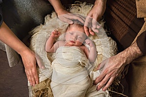 Jesus and parents hands