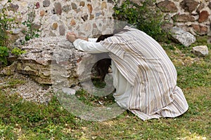 Jesus praying in despair at Ghetsemane