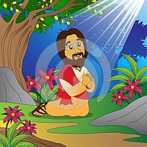 Jesus prays in the garden of Gethsemane