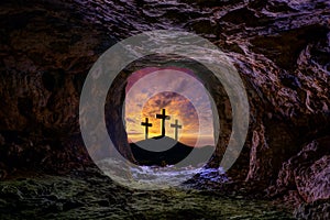 Jesus resurrection sepulcher grave cross photo