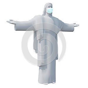 Jesus statue with surgical mask