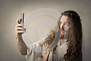 Jesus taking a selfie