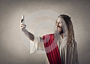 Jesus taking a selfie photo