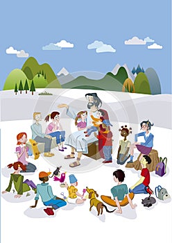 Jesus Talking to Children Vertical