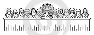 Jesus and twelve disciples last supper cartoon graphic vector