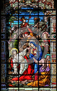 Jesus on the Via Dolorosa - Stained Glass in Malaga Cathedral