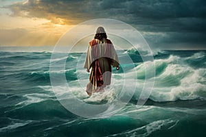 Jesus walks on water and calms the sea