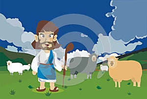 Jesus was a human shepherd cartoon photo