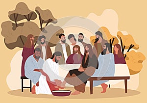 Jesus washes the feet of the apostles