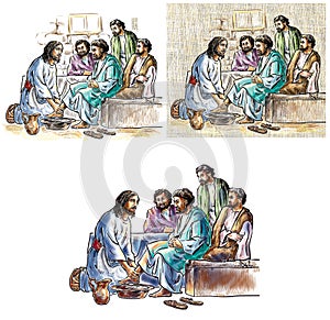 Jesus washes the feet of the Apostles