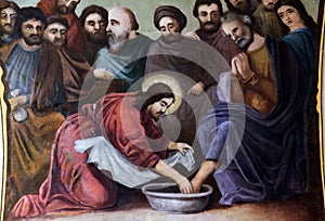 Jesus washes the feet of Peter