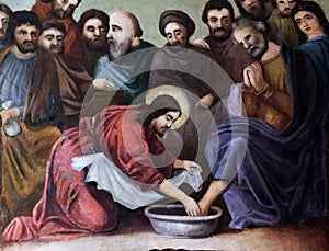 Jesus washes the feet of Peter