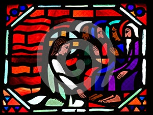 Jesus washing the feet of Saint Peter on Maundy Thursday