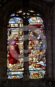 Jesus on Way to Cross Stained Glass Salamanca New Cathedral Spain