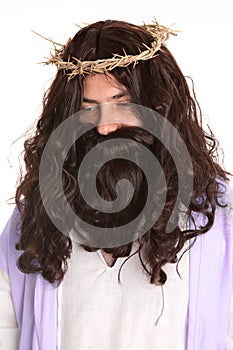 Jesus wearing crown of thorns photo