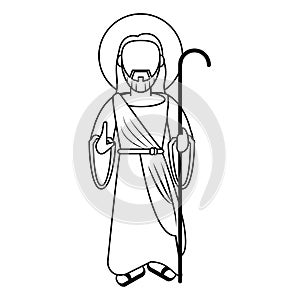 Jesuschrist man cartoon in black and white faceless photo