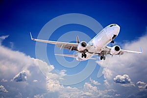 Jet Aeroplane Landing Through Gap in Stormy Sky photo