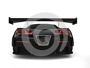 Jet black endurance race car - back view