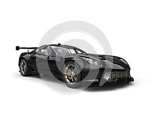 Jet black endurance race car - beauty shot