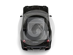 Jet black modern sports car - topdown view