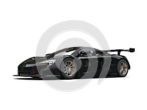 Jet black modern sportscar - beauty shot