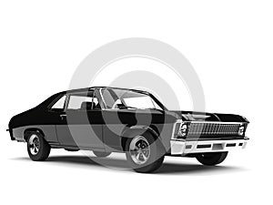 Jet black vintage muscle car restored - studio shot