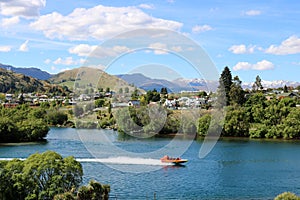 Jet boat on Kawarau River, Queenstown, New Zealand