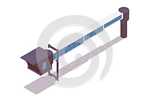 Jet bridge isometric. 3d concept illustration good for passengers airplanes, airport ground service and more