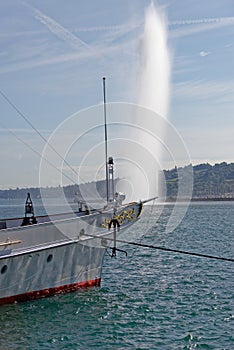 The Jet d'Eau fountain in Geneva