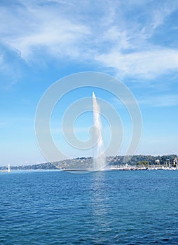 Jet d'eau , on Lake Geneva in Geneva Switzerland