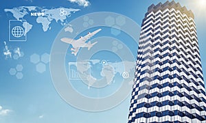 Jet with Earth and world map