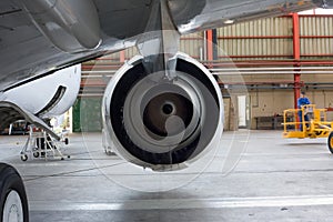 Jet engine at aircraft