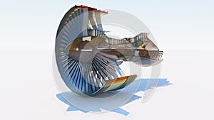 Jet engine aircraft. Computer illustration in the style of hand drawing. 3d rendering.