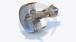 Jet engine aircraft. Computer illustration in the style of hand drawing. 3d rendering.