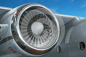 Jet engine on airplane