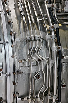 jet engine. airplane engine side view close up