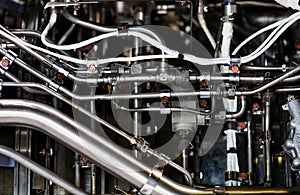 jet engine. airplane engine side view close up