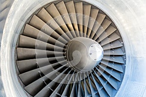 Jet engine blades closeup