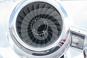 Jet engine of business jet airplane