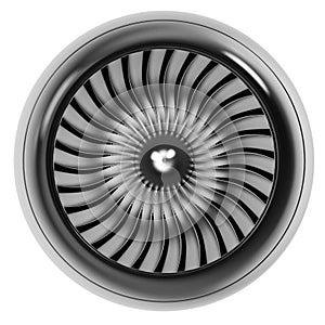 Jet engine front view isolated on white background.