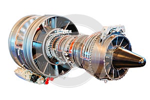 Jet engine helicopter, turbine isolated white background.