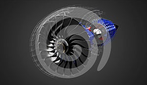 Jet engine inside - on grey background