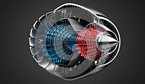 Jet engine inside - on grey background