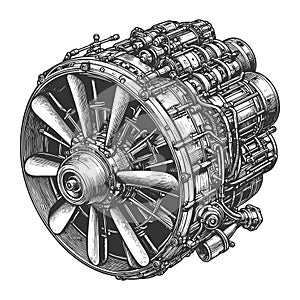 Jet Engine Mechanical vector illustration