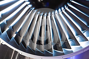 Jet engine turbine blade airplane of background