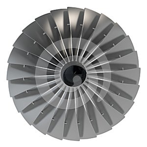 Jet engine, turbine blades of airplane, 3d render