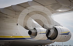 Jet engines of cargo plane