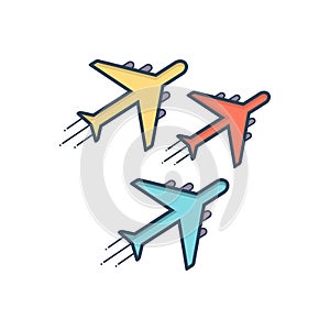 Color illustration icon for Jet exhibit, reactivity and plane photo