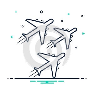 Black mix icon for Jet exhibit, reactivity and plane